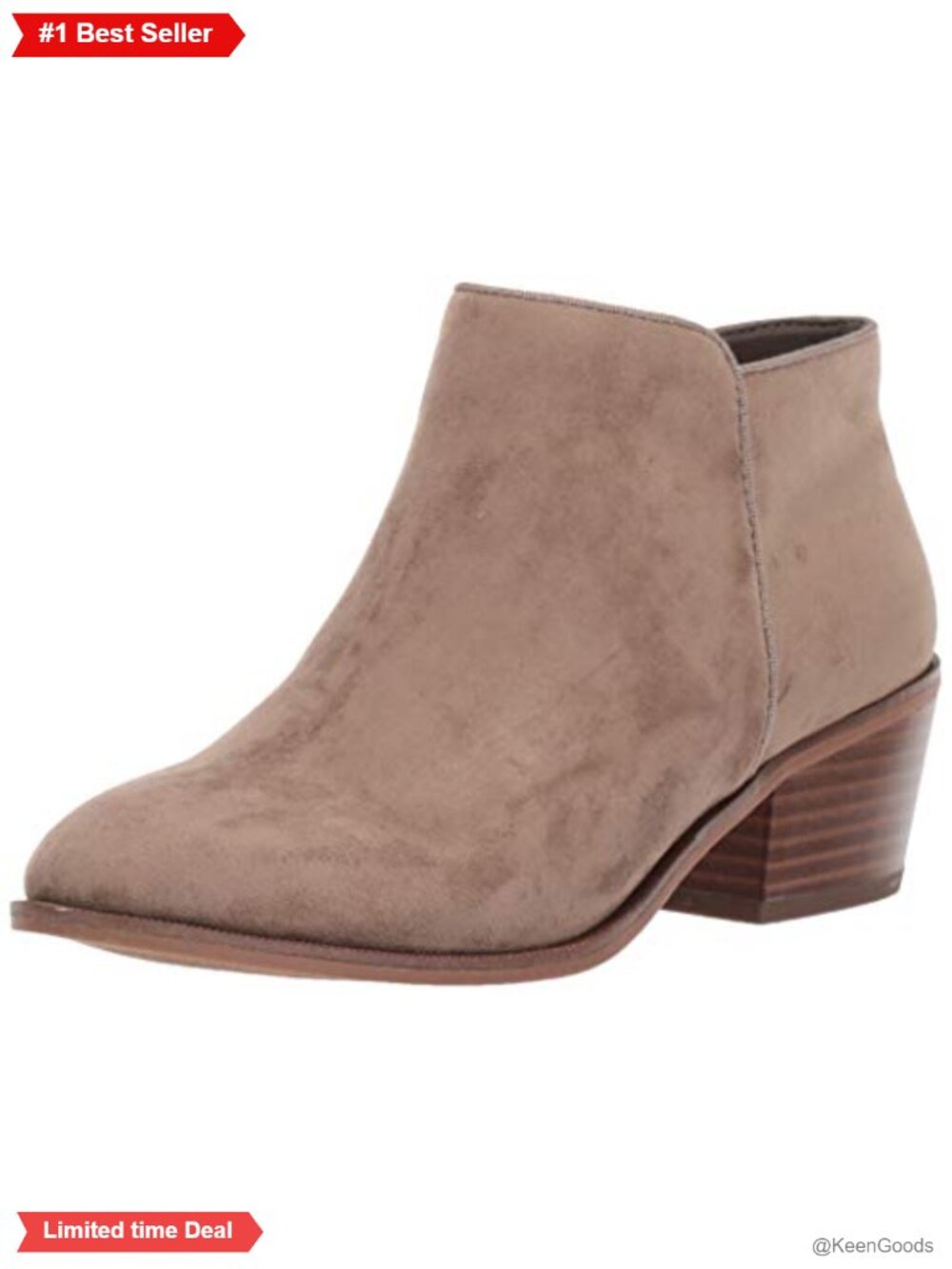 Women's Low Heel Ankle Boots with Side Zipper Faux Suede Block Heel